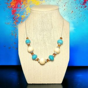 Vintage Silver tone Multicolor Boho Western Collar Necklace 16-18"